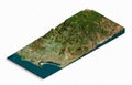 3d model of San Diego, City in California USA. Isometric map virtual terrain 3d