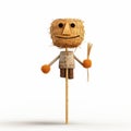 Minimalistic Scarecrow 3d Model With Straw On Stick