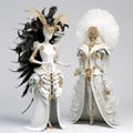 Fantasy-inspired White And Gold 3d Costumes With Vanitas Style