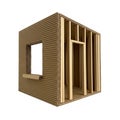 Cardboard Model of a House Under Construction with Window and Door Frame architecture building Royalty Free Stock Photo