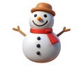 3D Model of Snowman, Happy Mood Royalty Free Stock Photo