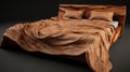 Realistic Wood Veneer Bed 3d Model With Dramatic Lighting Royalty Free Stock Photo