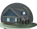 3d model of a 2-storey cottage under a dome on a transparent background. alpha channel.