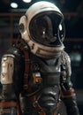 3D model of strong spacesuit in the space station generative AI