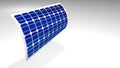 Thin flexible solar panel bending over white background - 3D Illustration Royalty Free Stock Photo