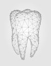 3d model tooth polygonal structure logo. Stomatology symbol low poly triangle abstract oral medical care business