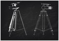 3d model tripod and camcorder on a black Royalty Free Stock Photo