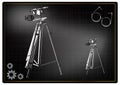 3d model tripod and camcorder on a black Royalty Free Stock Photo