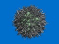 3d model of virus , bacteria . Spherical shape with micro tubes , receptors . 3d render illustration view 1