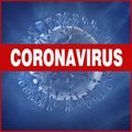 3d model of the virus, the inscription coronavirus