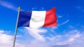 3d model of a waving France flag. Blue sky background