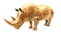 White rhino. Gold rhino isolated on white background. 3d illustration