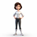 Cartoonish Innocence 3d Girls Character In Jeans And White Top