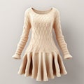 Hyper Realistic 3d Model Of Beige Lace Knitted Dress