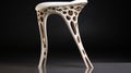 Modern Cream Stool With Soft Armrests And 3d Printed Wood Structure