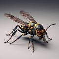3d model of yellow and black wasp