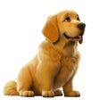 3d modeled golden retriber dog with white background cartoon concept Royalty Free Stock Photo