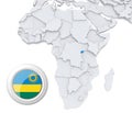 Rwanda on Africa map Royalty Free Stock Photo