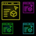 3d modeling, augmented reality, website neon color set icon. Simple thin line, outline vector of augmented reality icons for ui