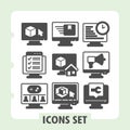3d modeling, checklist, multiplayer modern icons set representing settings, cloud computing items in solid style for web Royalty Free Stock Photo