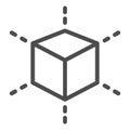 3D modeling cube line icon. Square model vector illustration isolated on white. 3D graphic outline style design