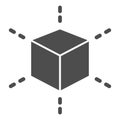 3D modeling cube solid icon. Square model vector illustration isolated on white. 3D graphic glyph style design, designed
