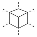 3D modeling cube thin line icon. Square model vector illustration isolated on white. 3D graphic outline style design