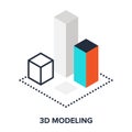 3d modeling flat icon design concept Royalty Free Stock Photo
