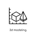 3d modeling icon. Trendy modern flat linear vector 3d modeling i