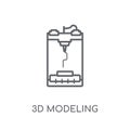 3d modeling linear icon. Modern outline 3d modeling logo concept