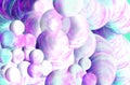 3D modeling multicolors bubbles. Colorful blue, pink, mint and purple background. Artistic strikes. Rays of light. Royalty Free Stock Photo