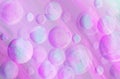 3D modeling multicolors bubbles. Colorful blue, pink, mint and purple background. Artistic strikes. Rays of light. Royalty Free Stock Photo