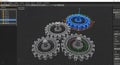 3D modeling software interface showing interlocking gears Royalty Free Stock Photo