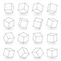 3d modeling square line isolated blocks isometric design vector illustration