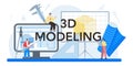 3D modeling typographic header. Digital drawing with electronic tools Royalty Free Stock Photo