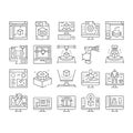 3d Modelling Software And Device Icons Set Vector .