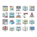 3d Modelling Software And Device Icons Set Vector .