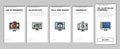 3d Modelling Software And Device Onboarding Icons Set Vector