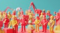 3D models miniature of working people construction workers and excavators, for Workers Day, banner Royalty Free Stock Photo