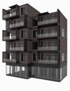 3D modern apartment hotel building. Isolated object on a white background Royalty Free Stock Photo