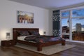 3d - modern bedroom - hotel Royalty Free Stock Photo