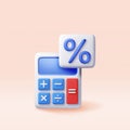 3D modern calculator with percentage sign