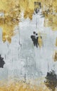 3d modern canvas artwork abstract oil painting wall art. Golden shapes on gray drawing nordic background. Mural wallpaper