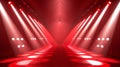 This 3D modern has a spotlight background, glowing stage lights, white beams, for red carpet awards or gala concerts. An Royalty Free Stock Photo