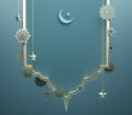 3d modern Islamic holiday banner, Social post for Ramadan, Eid al Adha. 3D rendering abstract flower with space for your text.