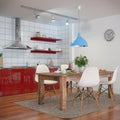 3d - modern kitchen interior - shot 30 Royalty Free Stock Photo