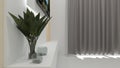 3d render of a modern small bedroom interior with TV Panel Royalty Free Stock Photo