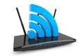 3d Modern WiFi Router with WiFi sign