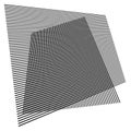 3D moire grid mesh. Tilted, skew intersecting lines pattern vector