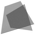 3D moire grid mesh. Tilted, skew intersecting lines pattern vector